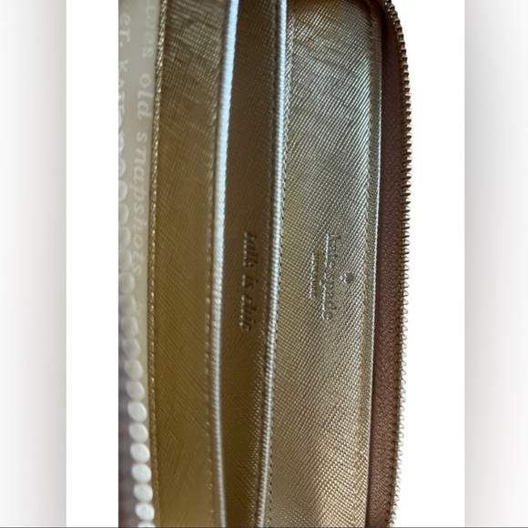 Kate Spade Talk Is Chic Gold Leather Wristlet Wallet with Zipper - Picture 7 of 9